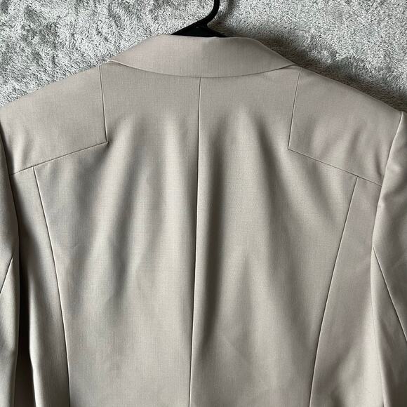 Ann Taylor One Button Blazer Taupe Beige Blazer Size 14 Classic Career Wool - Picture 6 of 8